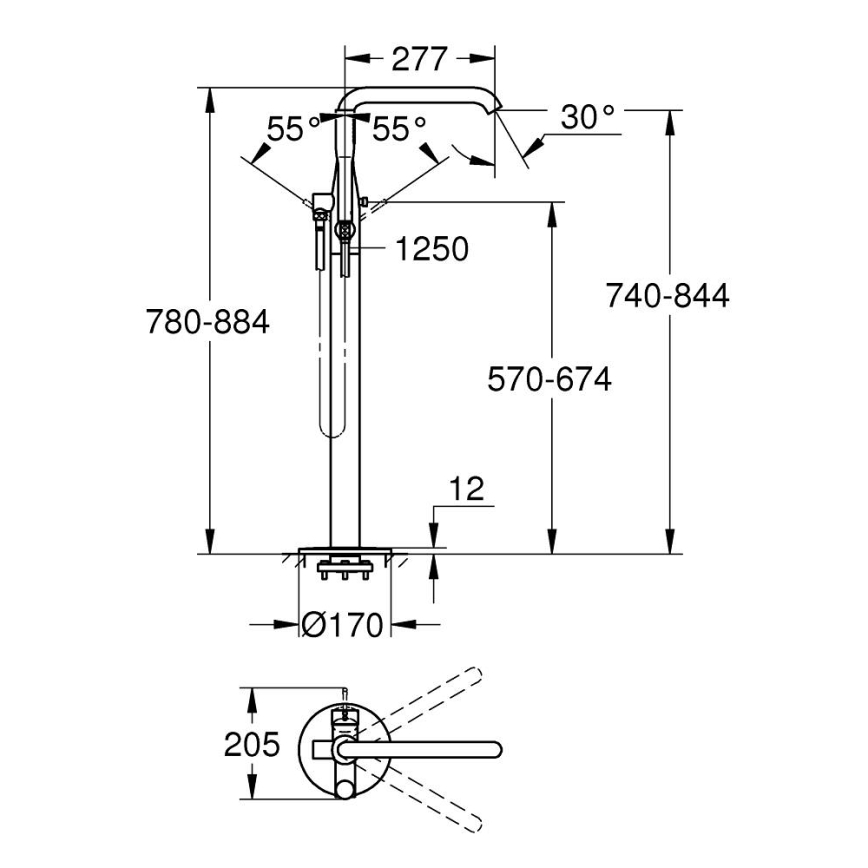 GROHE 23491DC1 - Baterija za kadu ESSENCE 277 mm, nehrđajući čelik