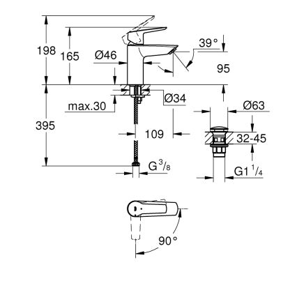 GROHE 23551002 - Slavina za umivaonik START, veličina S, sjajni krom