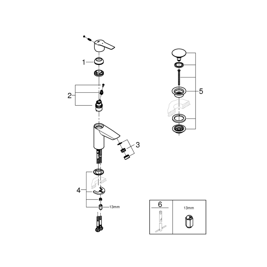 GROHE 23551002 - Slavina za umivaonik START, veličina S, sjajni krom