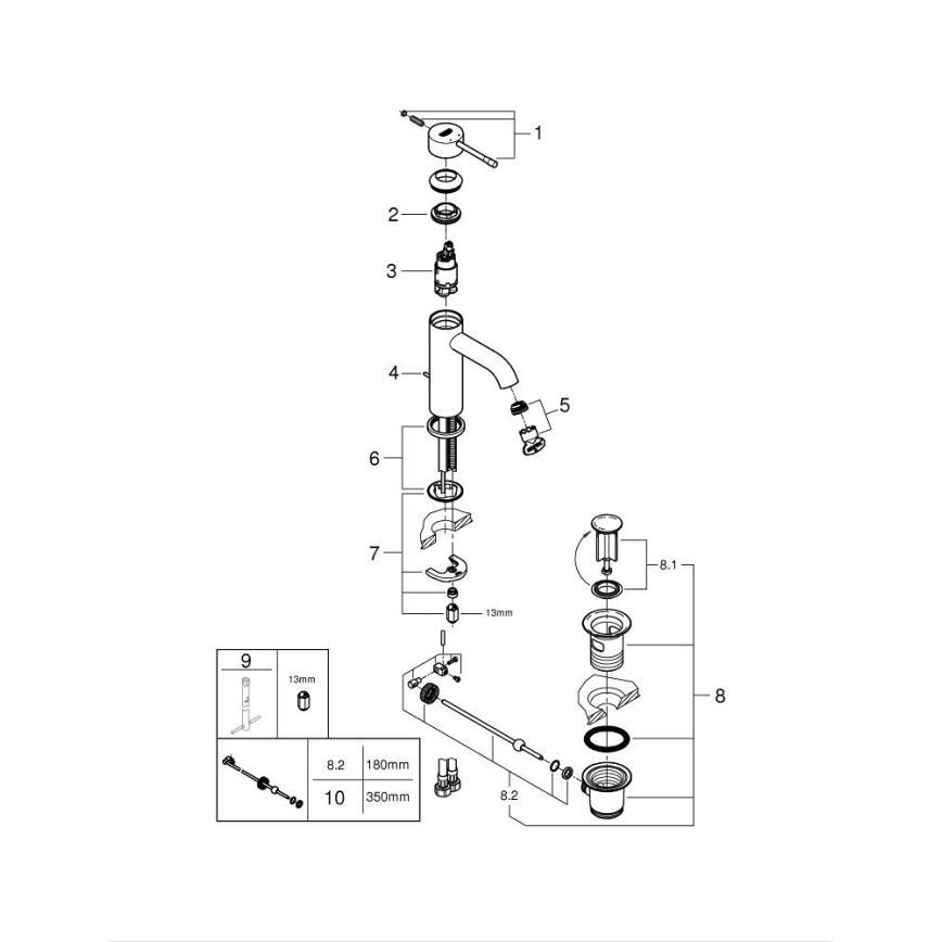 GROHE 23589AL1 - Miješalica za umivaonik ESSENCE veličina S grafit
