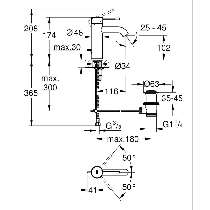 GROHE 23589DA1 - Miješalica za umivaonik ESSENCE DN 15 bakrena