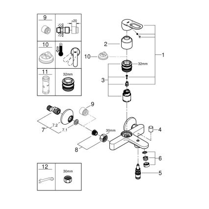 GROHE 23603000 - Baterija za kadu BAULOOP DN 15 sjajni krom