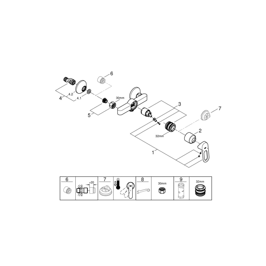 GROHE 23634000 - Tuš miješalica BAULOOP DN 15 sjajni krom