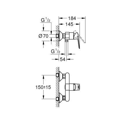 GROHE 23634000 - Tuš miješalica BAULOOP DN 15 sjajni krom