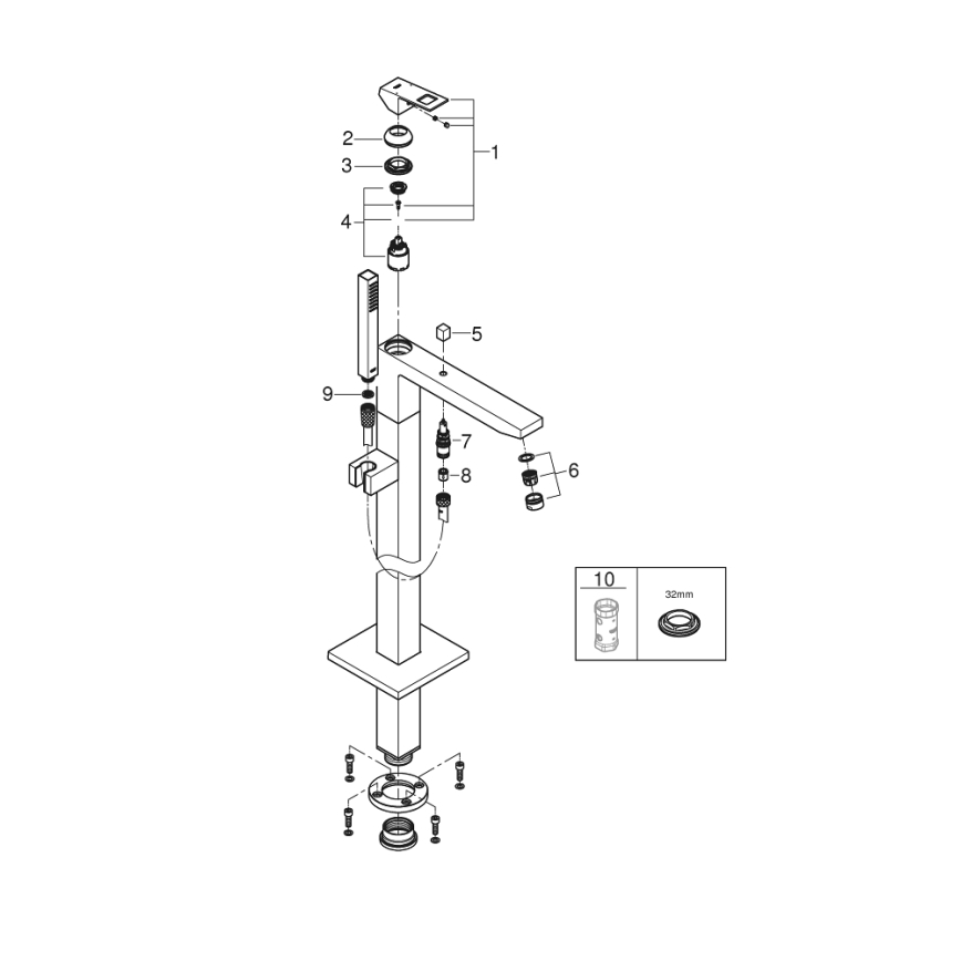 GROHE 23672001 - Kupaonska miješalica za kadu EUROCUBE 298 mm sjajni krom