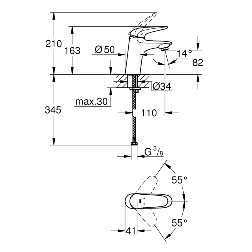 GROHE 23715003 - Slavina za umivaonik EUROSTYLE veličina S sjajni krom