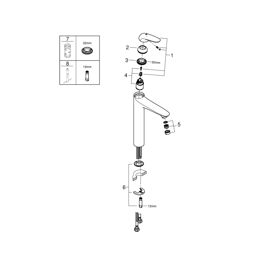 GROHE 23719003 - Miješalica za umivaonik EUROSTYLE XL, sjajni krom