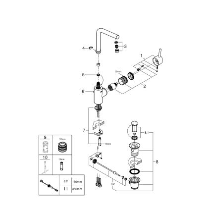 GROHE 23739002 - Slavina za umivaonik CONCETTO 291 mm sjajni krom