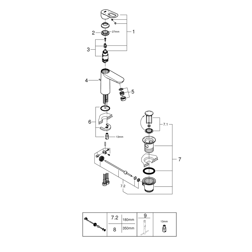 GROHE 23762000 - Miješalica za umivaonik BAULOOP DN 15, polirani krom