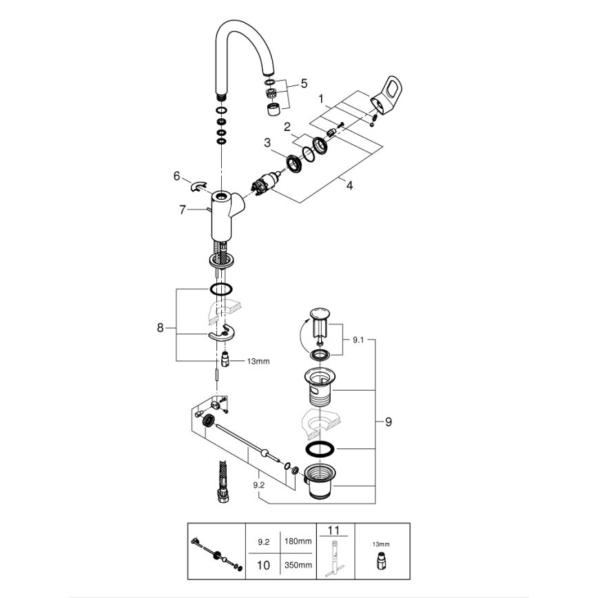 GROHE 23763000 - Slavina za umivaonik BAULOOP, veličina L, sjajni krom