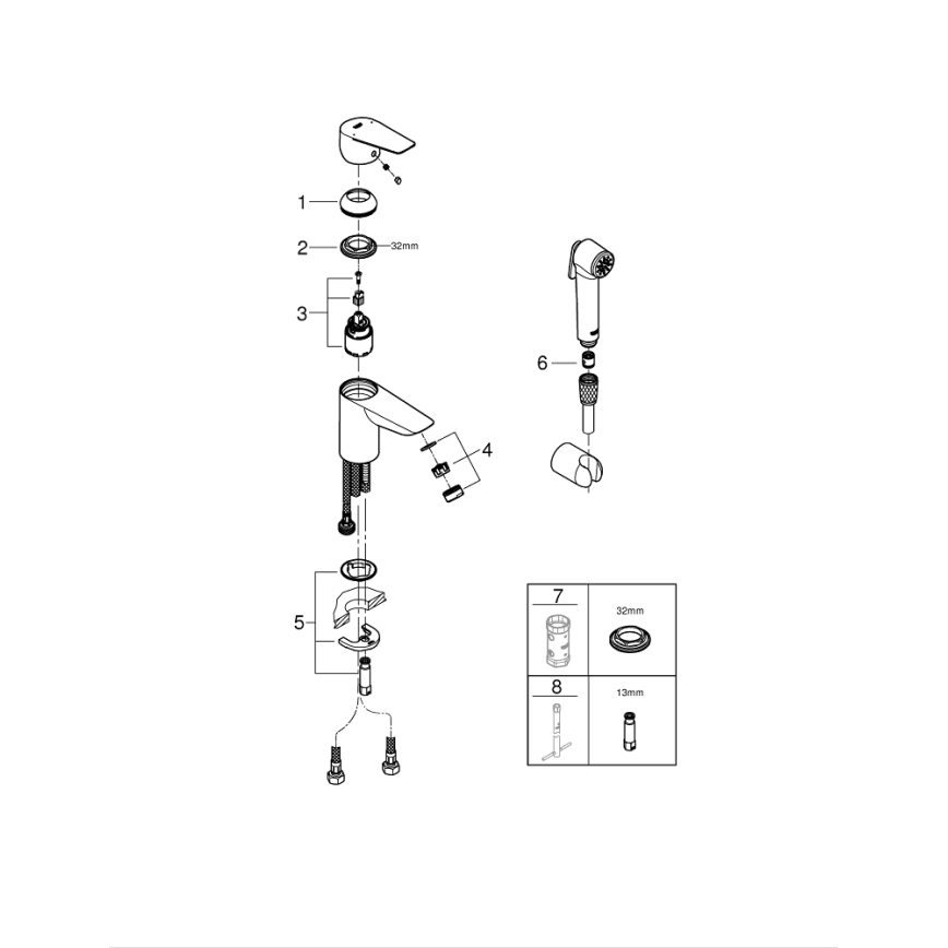 GROHE 23773001 - Miješalica za umivaonik START EDGE, veličina S, sjajni krom