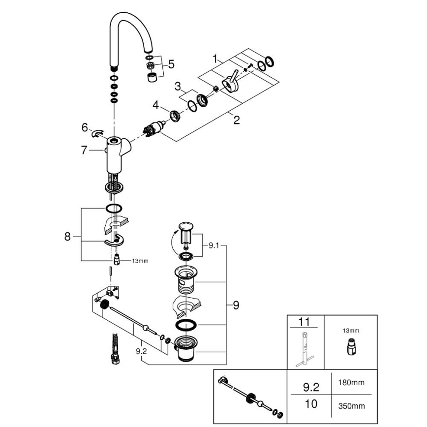 GROHE 23783000 - Slavina za umivaonik START CLASSIC 311 mm, sjajni krom