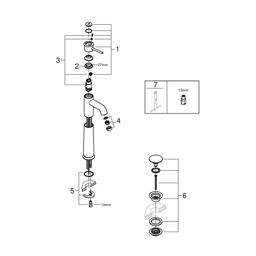 GROHE 23784000 - Miješalica za umivaonik START CLASSIC 357 mm sjajni krom
