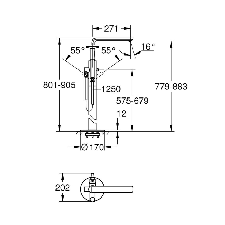 GROHE 23792001 - Miješalica za kadu LINEARE 271 mm sjajni krom
