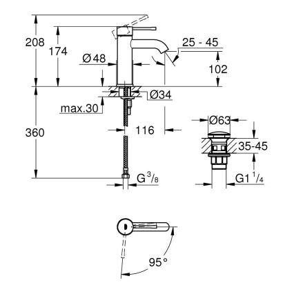 GROHE 23797001 - Slavina za umivaonik ESSENCE, veličina S, sjajni krom