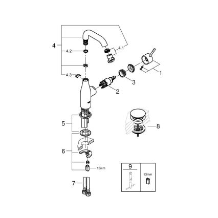 GROHE 23798001 - Slavina za umivaonik ESSENCE DN 15 veličina M sjajni krom