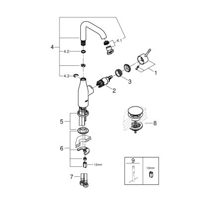 GROHE 23799001 - Miješalica za umivaonik ESSENCE veličina L sjajni krom