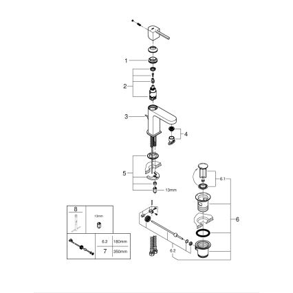 GROHE 23870003 - Miješalica za umivaonik PLUS, veličina S, sjajni krom