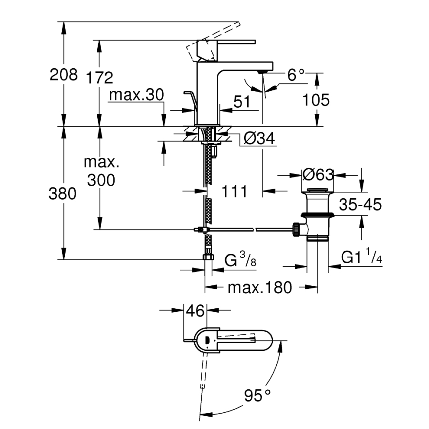 GROHE 23870003 - Miješalica za umivaonik PLUS, veličina S, sjajni krom