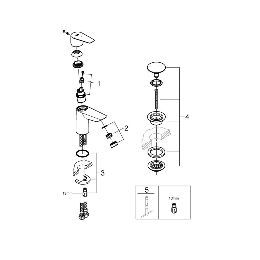 GROHE 23900001 - Umivaonska miješalica START EDGE veličina S sjajni krom
