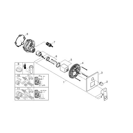 GROHE 24094000 - EUROCUBE miješalica s 3-smjernim preklopnikom, sjajni krom