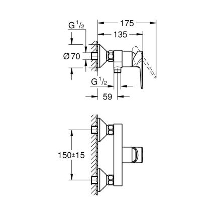 GROHE 24197001 - Miješalica za tuš START EDGE DN 15, sjajni krom