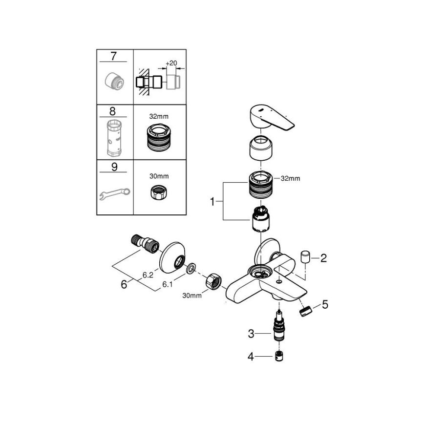 GROHE 24198001 - Miješalica za kadu DN 15, sjajni krom