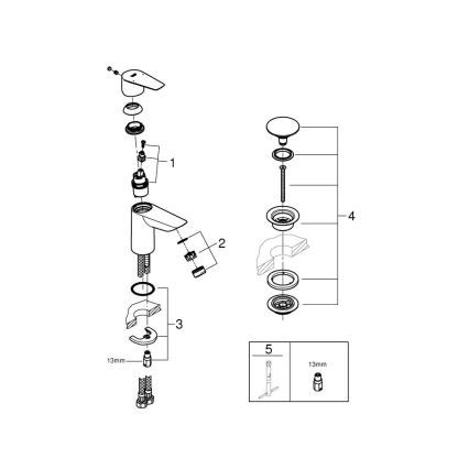 GROHE 24199001 - Miješalica za umivaonik START EDGE DN 15, sjajni krom