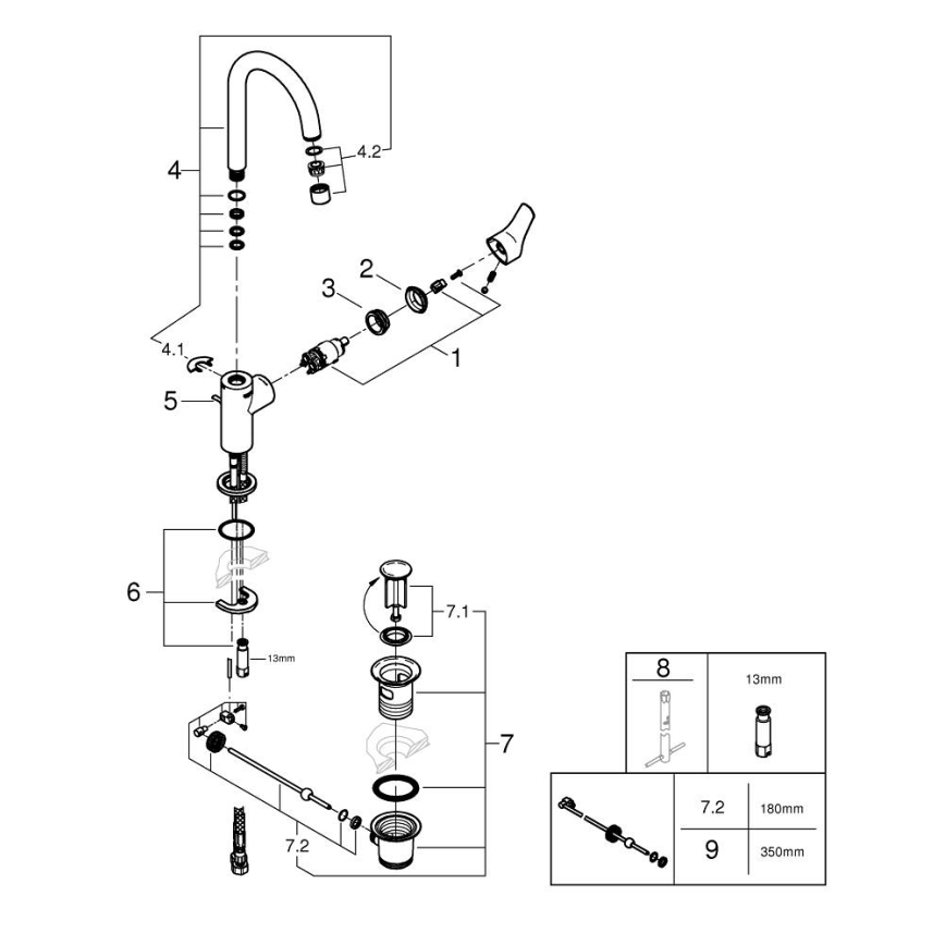 GROHE 24203002 - Slavina za umivaonik START veličina L sjajni krom