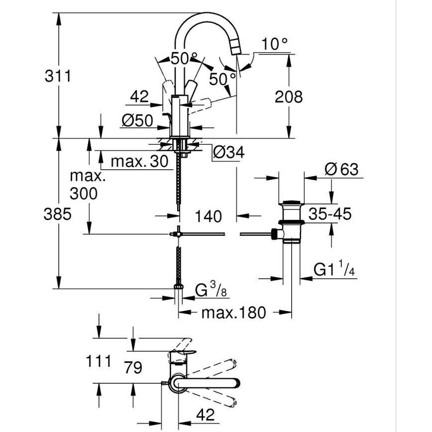 GROHE 24203002 - Slavina za umivaonik START veličina L sjajni krom