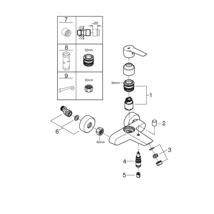 GROHE 24206002 - Miješalica za kadu START DN 15, sjajni krom