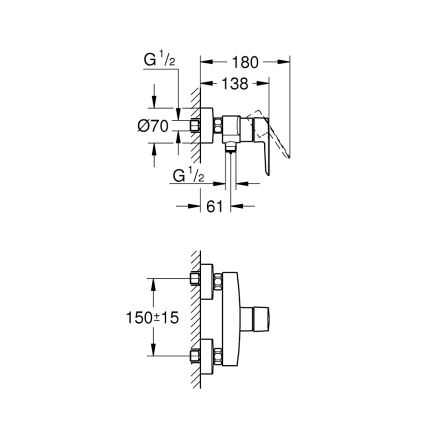 GROHE 24208002 - START zidna miješalica za tuš DN 15 sjajni krom