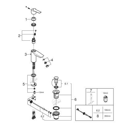 GROHE 242092432 - Slavina za umivaonik QUICKFIX START 165 mm crna