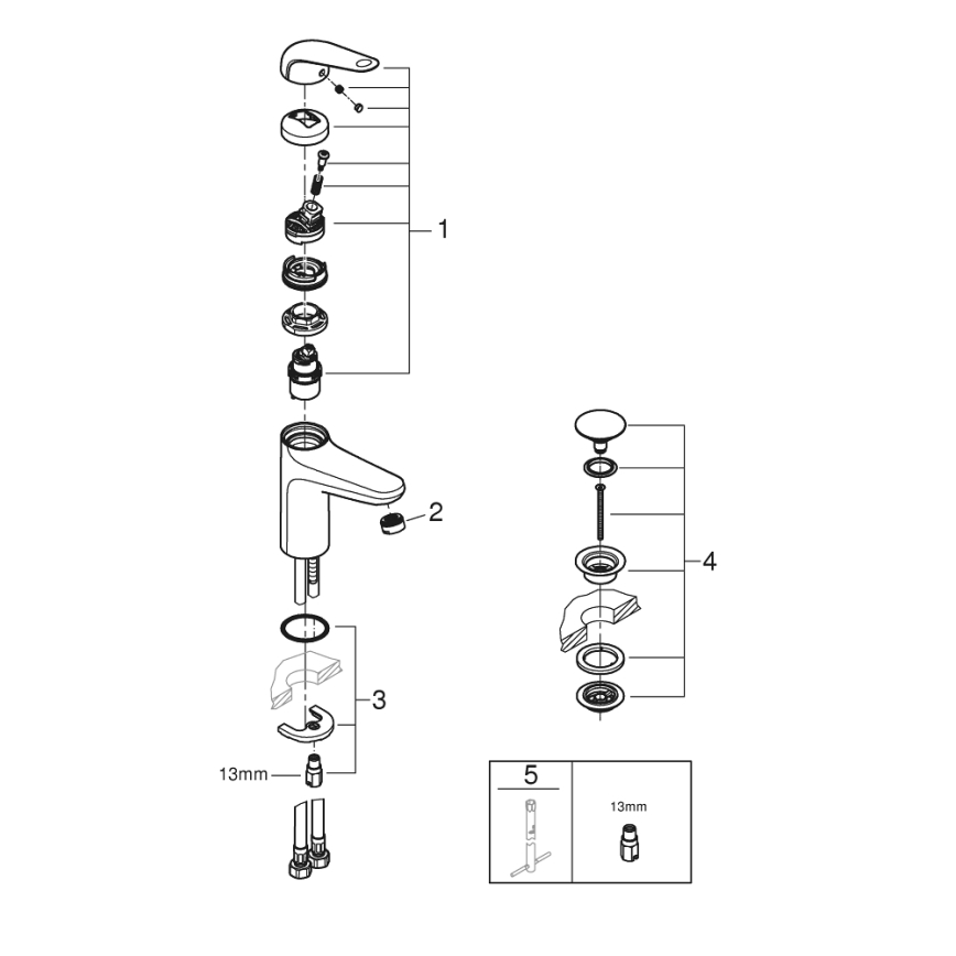 GROHE 24327001 - Slavina za umivaonik SWIFT, veličina M, sjajni krom