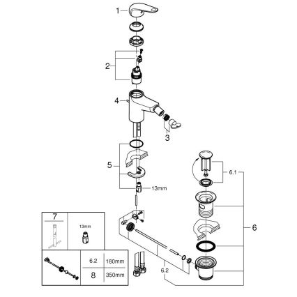 GROHE 24332001 - Miješalica za bide SWIFT 146 mm sjajni krom