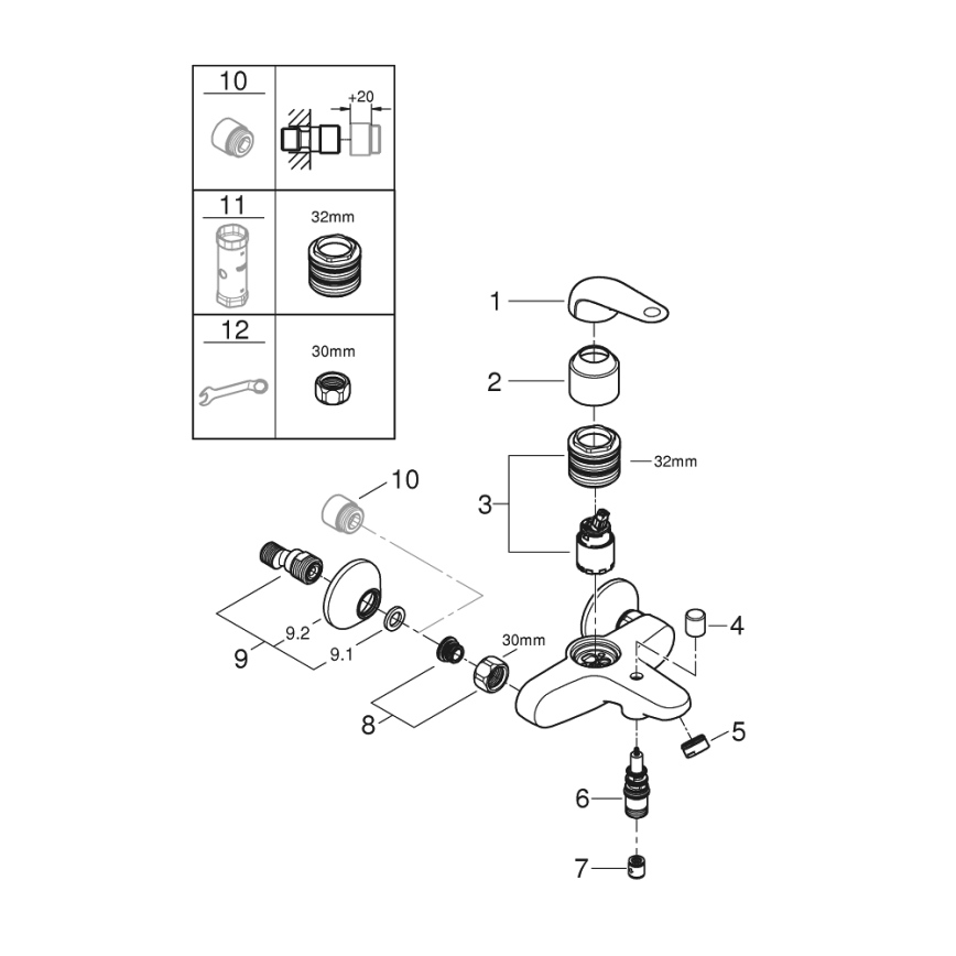GROHE 24335001 - Kupaonska miješalica za kadu DN 15, sjajni krom