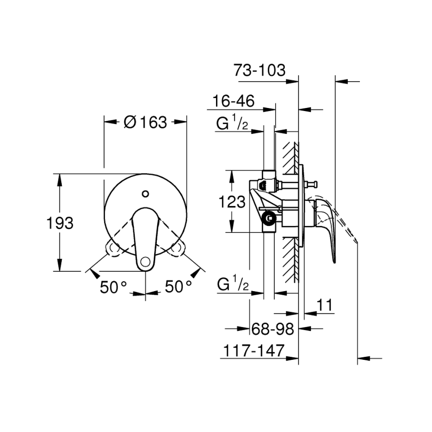 GROHE 24336001 - Baterija za kadu SWIFT DN 15, sjajni krom