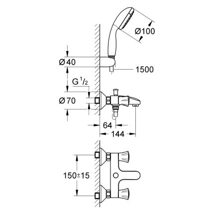 GROHE 2546010A - Baterija za kadu COSTA L DN 15, sjajni krom