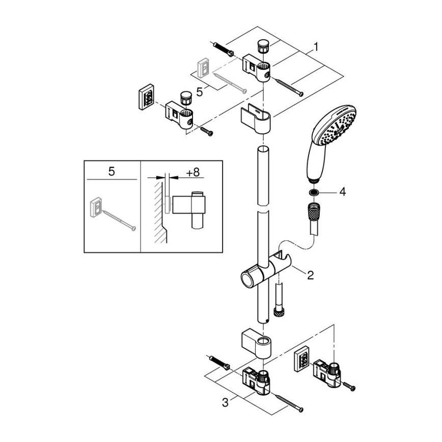 GROHE 26032001 - Komplet za tuširanje VITALIO START 110, 600 mm, sjajni krom