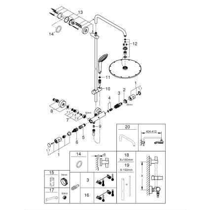 GROHE 26075AL0 - Tušni sustav EUPHORIA SYSTEM 310 450 mm grafit