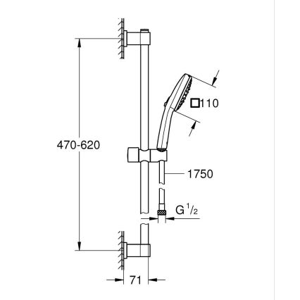 GROHE 26096001 - Tuš set VITALIO COMFORT 110 600 mm sjajni krom