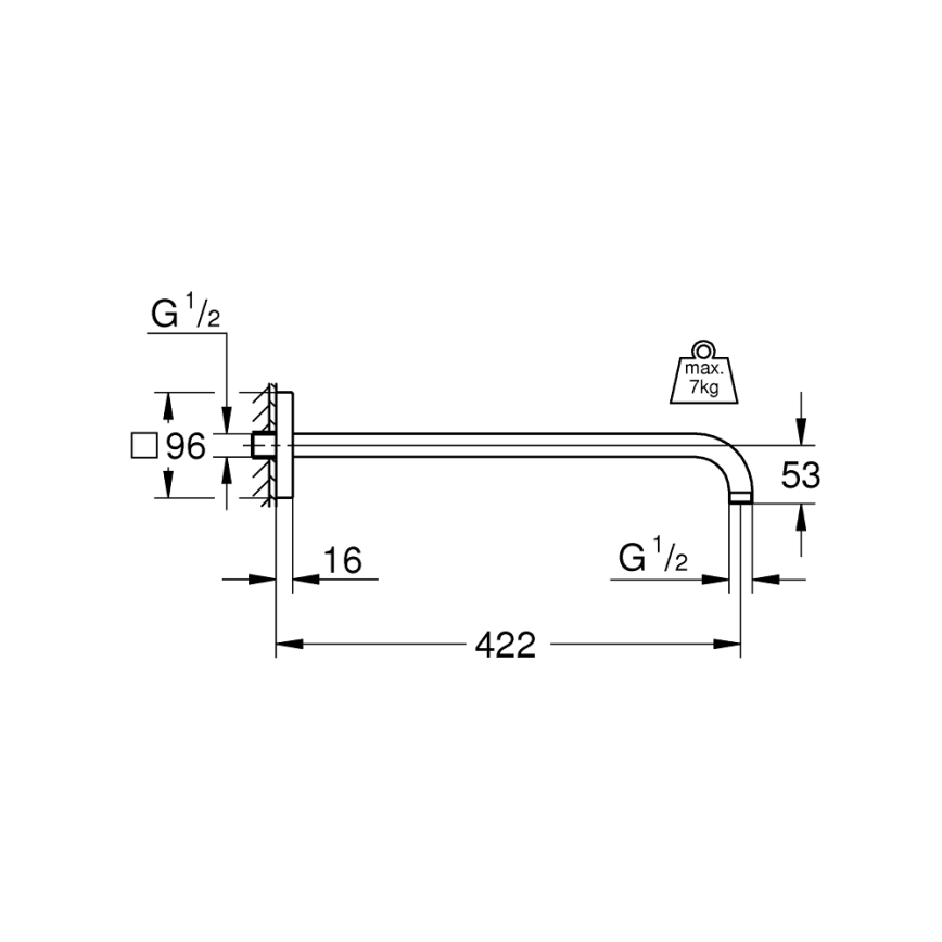 GROHE 26145000 - Tuš ruka RAINSHOWER 422 mm sjajni krom
