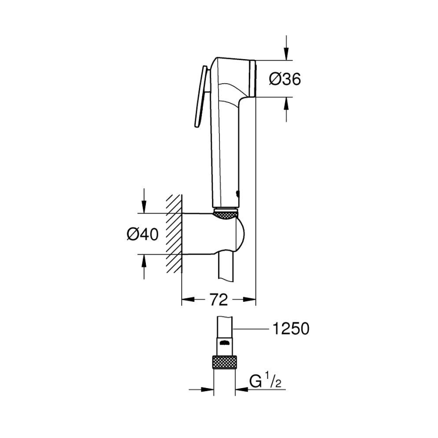 GROHE 26356IL0 - Ručni bide tuš TEMPESTA-F 30 1250 mm bijela