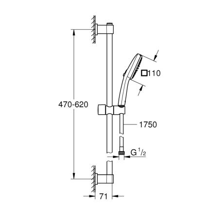 GROHE 2639810E - Set za tuširanje VITALIO COMFORT 110, 600 mm, sjajni krom