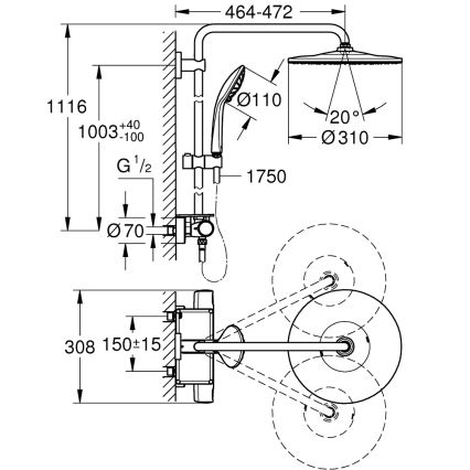GROHE 26401001 - Tušni sustav VITALIO JOY SYSTEM 310 u sjajnom kromu