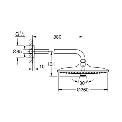 GROHE 26459000 - Glava tuša EUPHORIA 260 380 mm sjajni krom