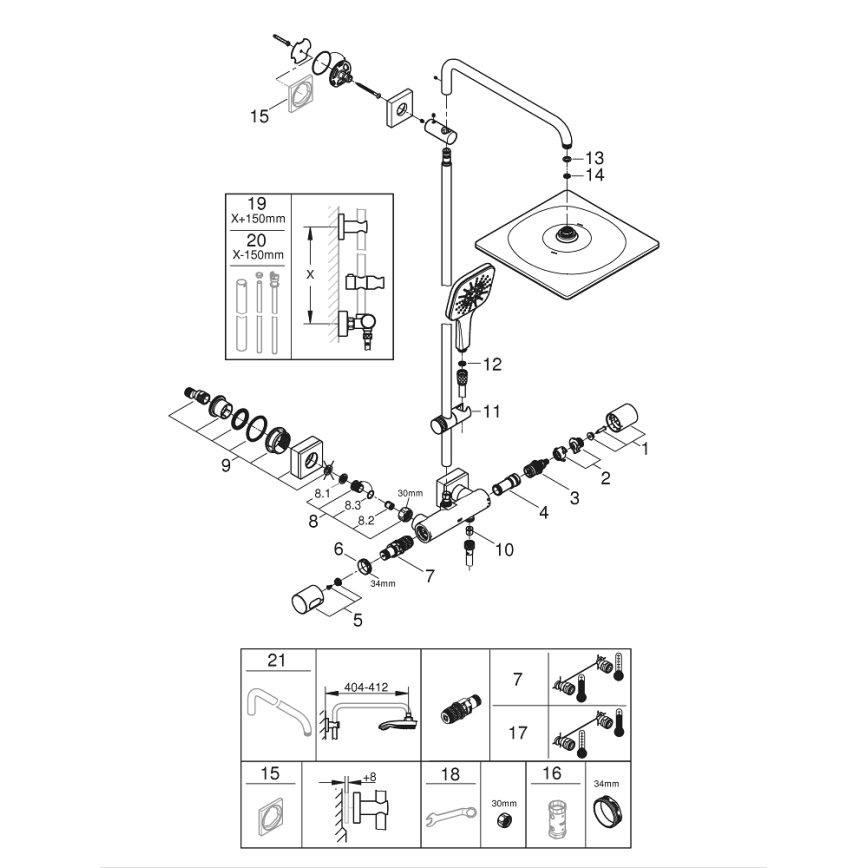 GROHE 26649000 - Sustav za tuširanje RAINSHOWER SMARTACTIVE 310 × 310 mm krom