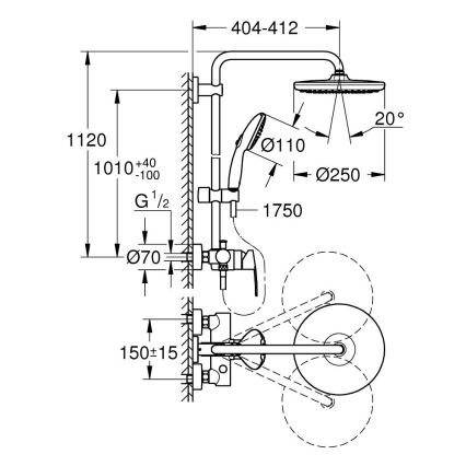 GROHE 26679001 - Tušni sustav VITALIO START 250, 390 mm, sjajni krom