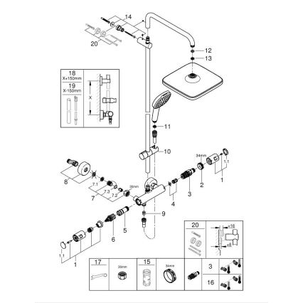 GROHE 266962431 - Tuš sustav VITALIO COMFORT 250 250 × 250 mm crni