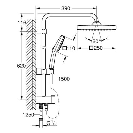 GROHE 26698001 - Sustav za tuširanje VITALIO COMFORT 250 polirani krom